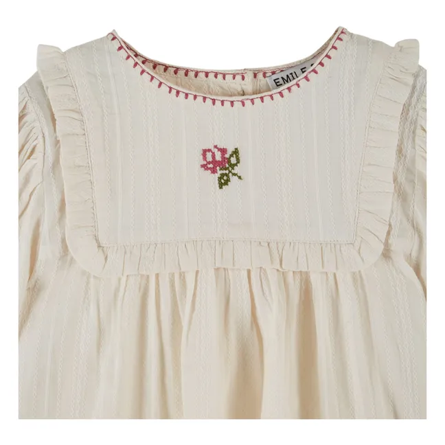 Bestickte Bluse | Cremefarben