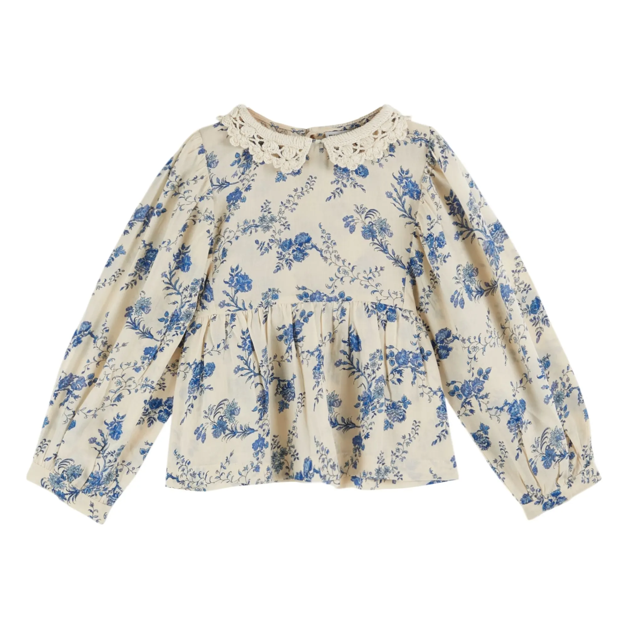Emile Et Ida Ecru Fleurie Crochet Collar Blouse