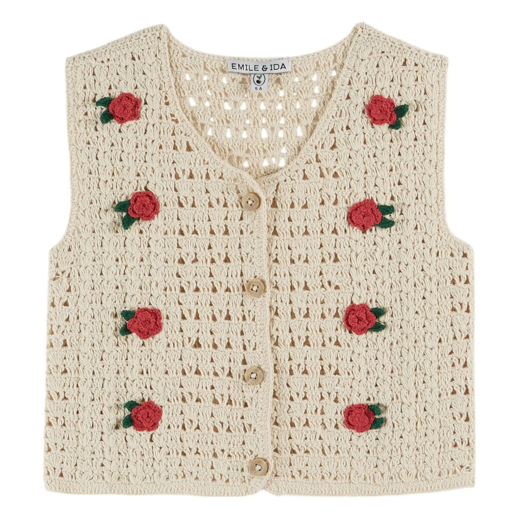 Emile Et Ida Ecru Sleeveless Crochet Vest