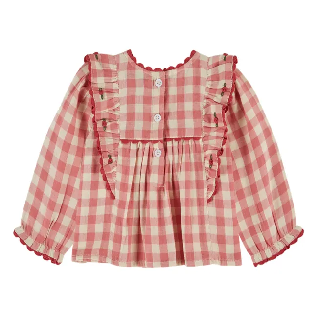 Blouse Volants Vichy | Rose