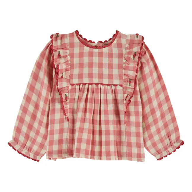 Blouse Volants Vichy | Rose