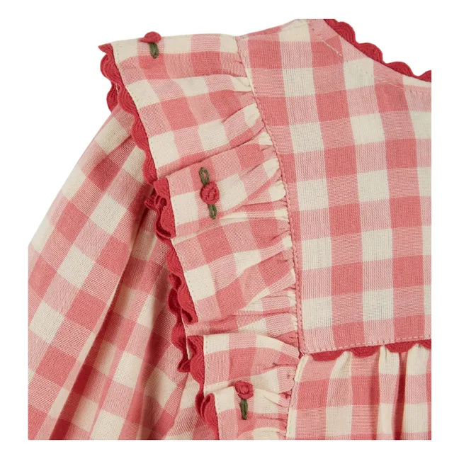 Blouse Volants Vichy | Rose
