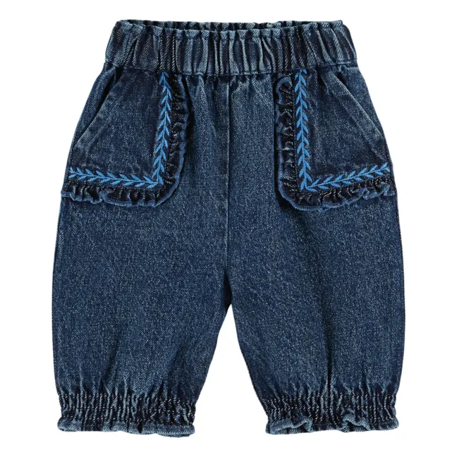 Baby Embroidered Jeans | Blue