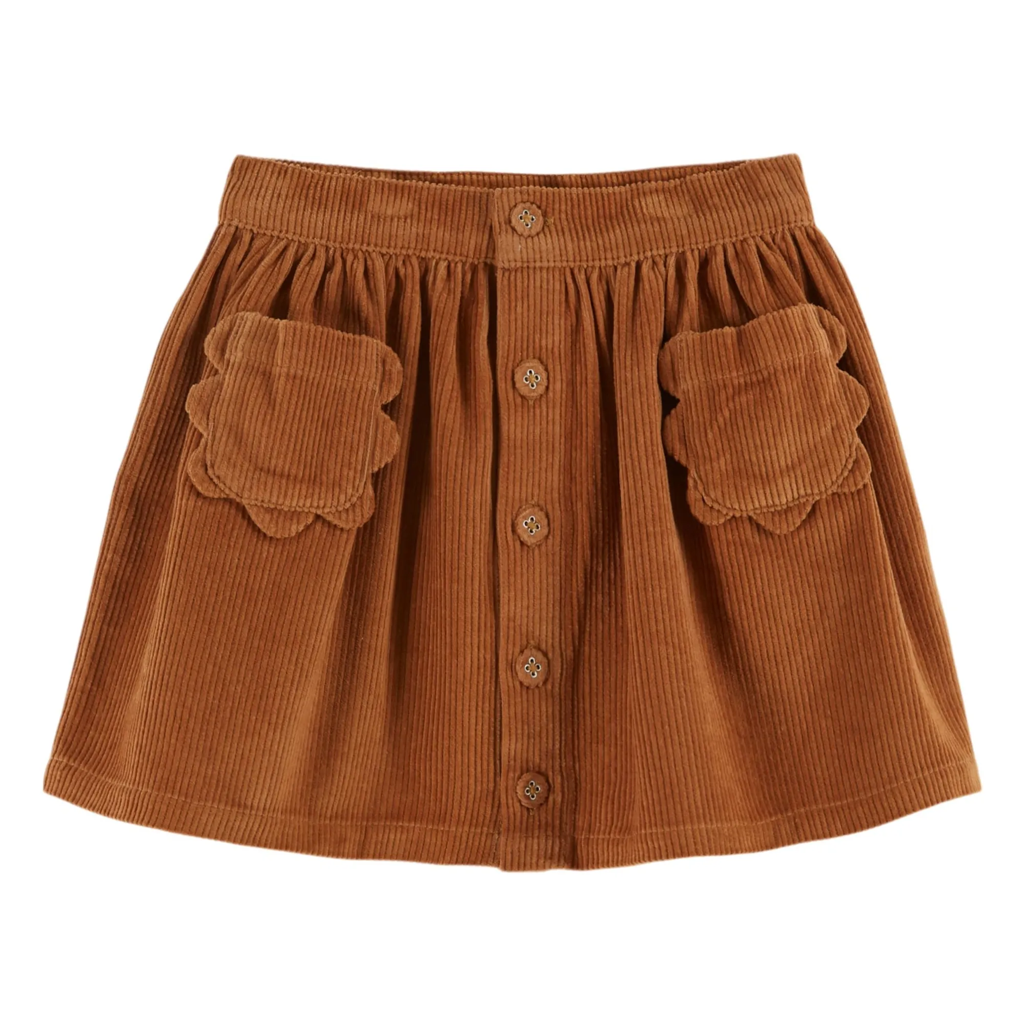 Emile Et Ida Caramel Ribbed Velvet Pockets Skirt