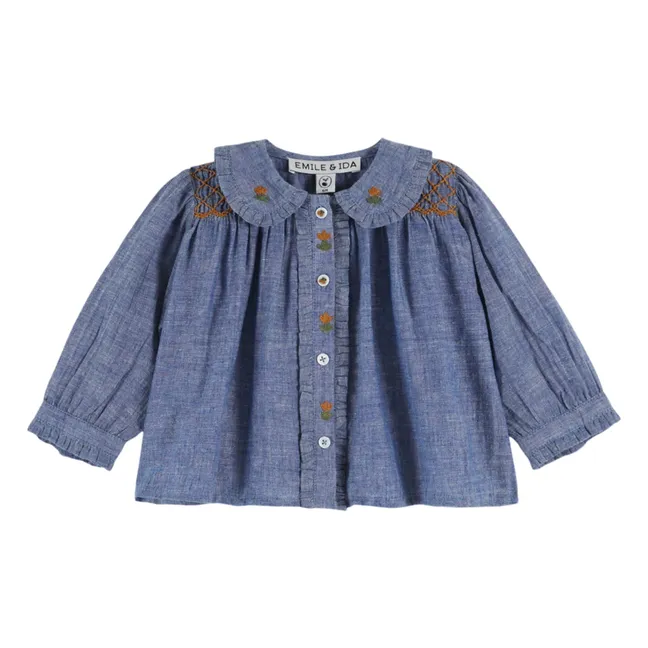 Camicetta smocked | Blu