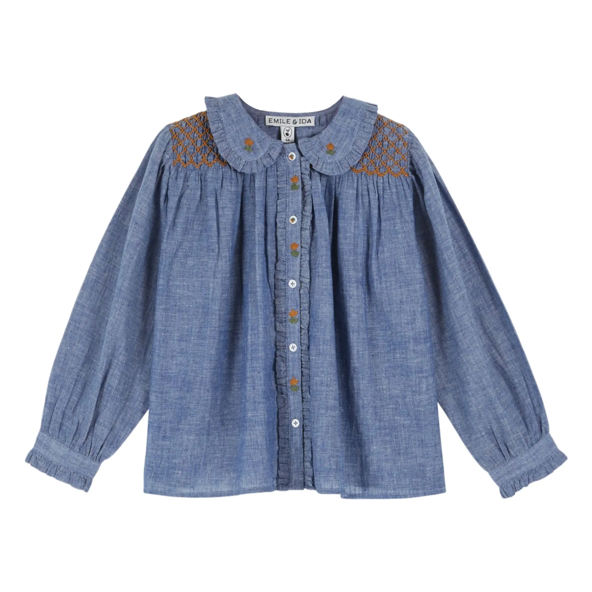 Emile Et Ida Blue Smocked Blouse