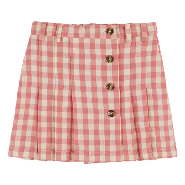 Pleated Gingham Skirt | Pink