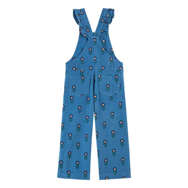 Salopette Fleurie Velours Côtelé | Bleu