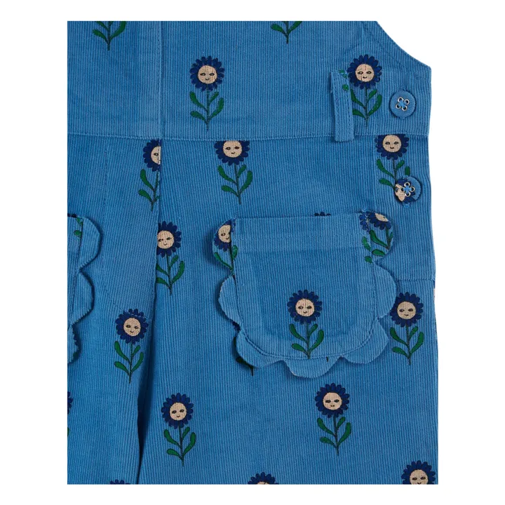 Salopette Fleurie Velours Côtelé | Bleu- Image produit n°4