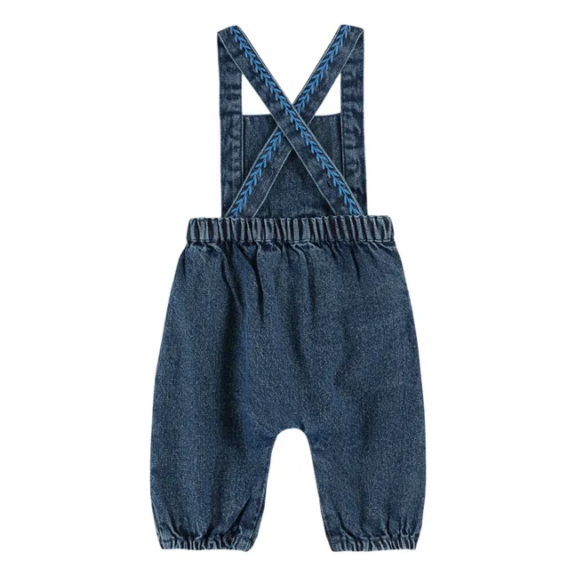 Salopette en Jean Brodée | Bleu