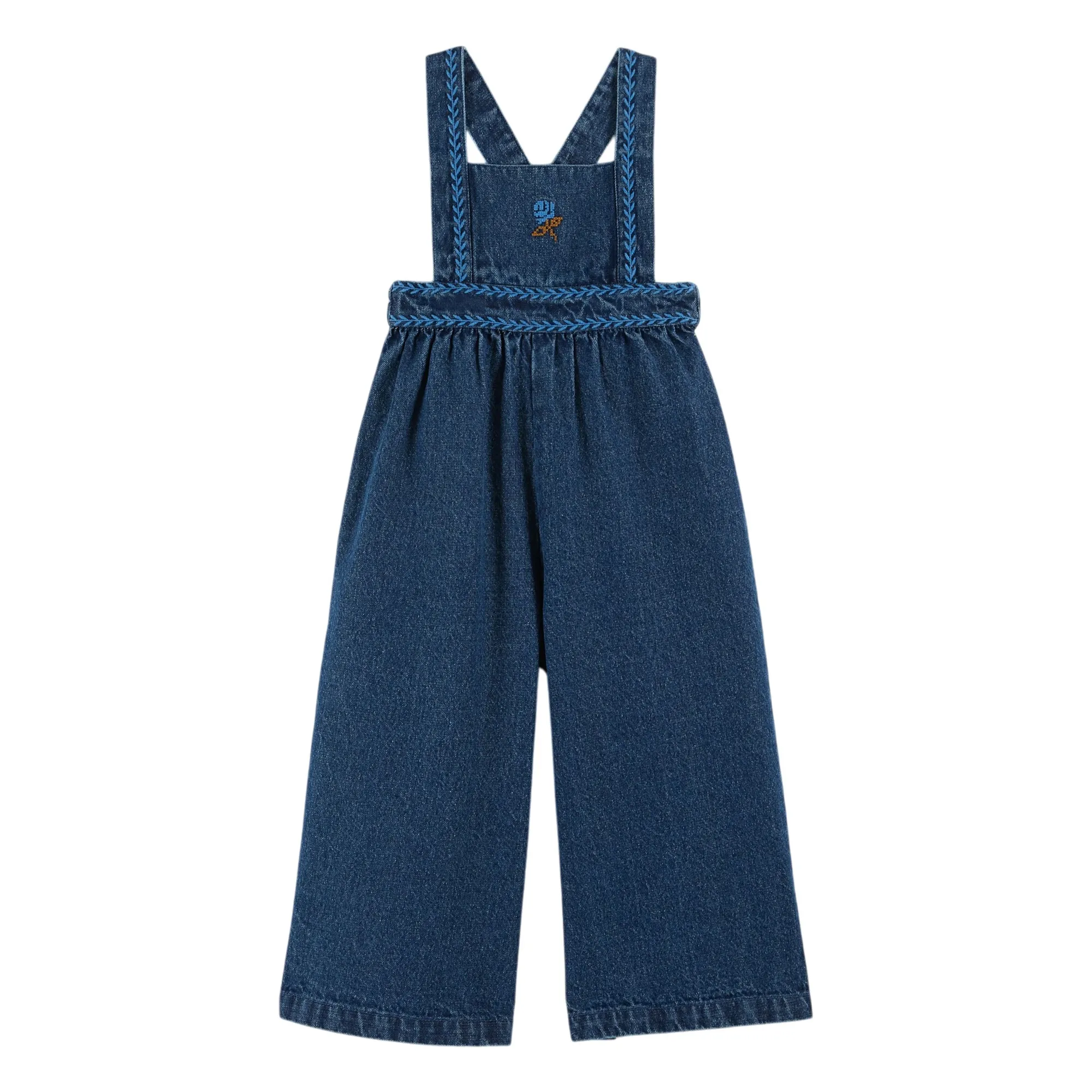 Emile Et Ida Blue Embroidered Jean Dungarees