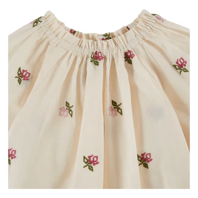 Blouse Roses Brodées | Crème