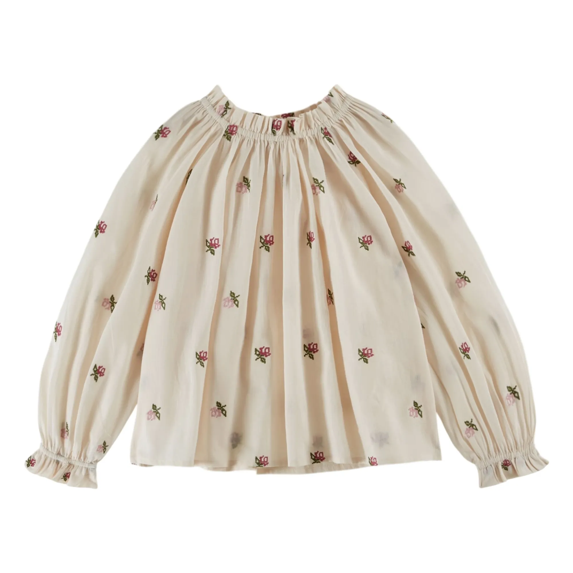 Emile Et Ida Cream Blouse Roses Brodées