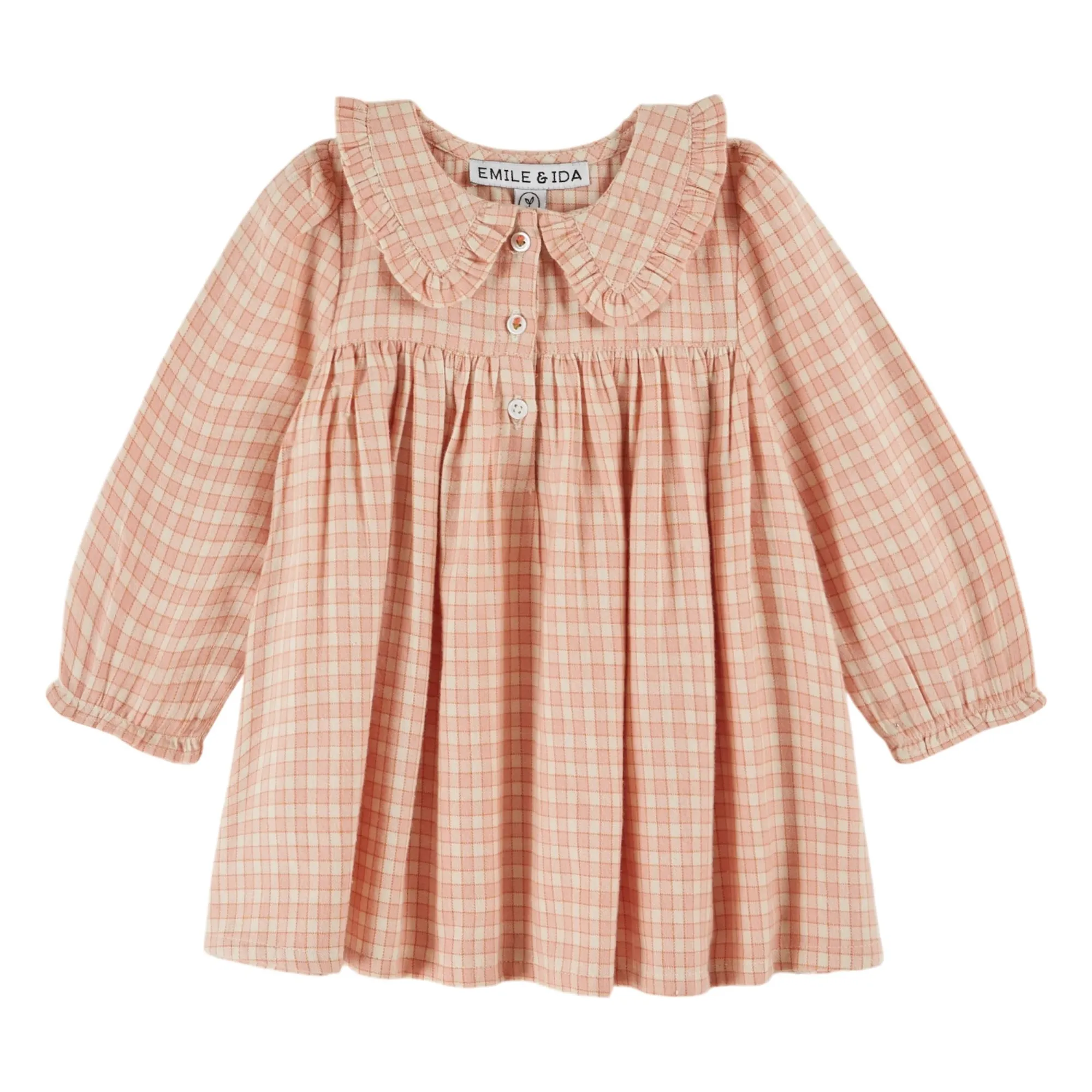 Emile Et Ida Pale Pink Carreaux School Dress