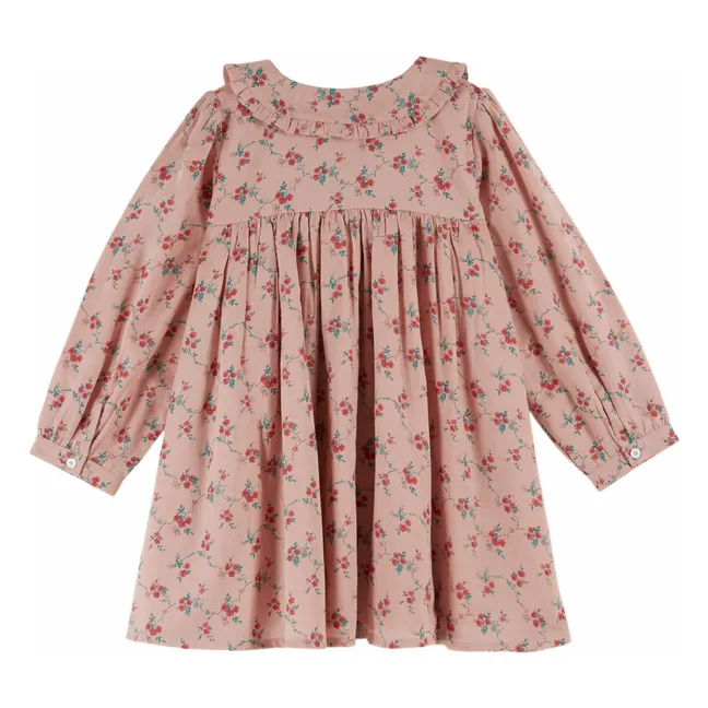 Vestido floral con cuello Claudine | Rosa