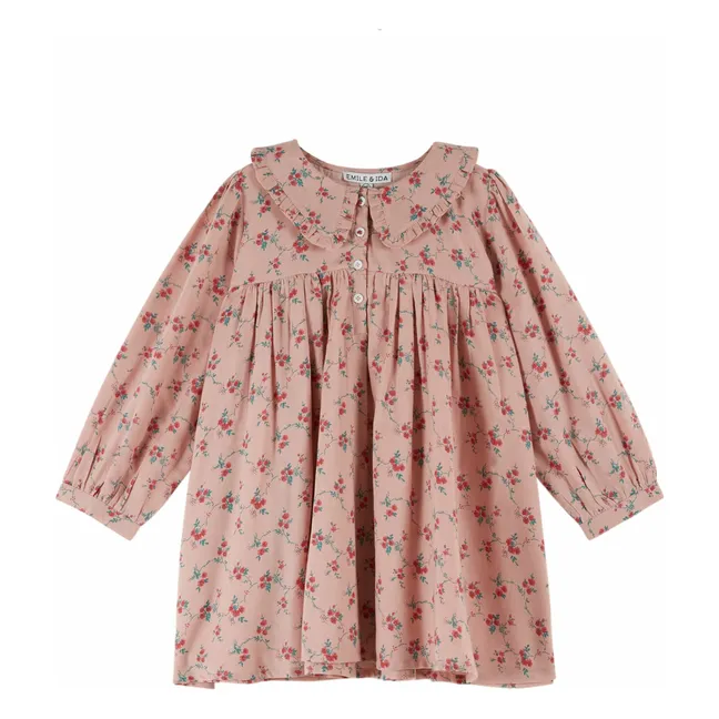 Vestido floral con cuello Claudine | Rosa