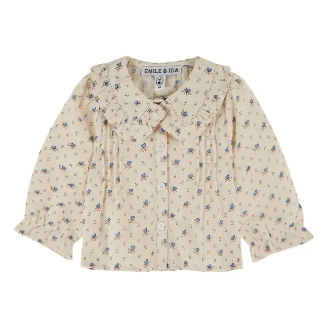 Blusa con cuello de volantes | Crudo