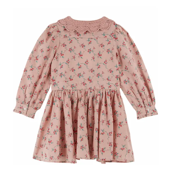 Vestido con cuello de ganchillo | Rosa
