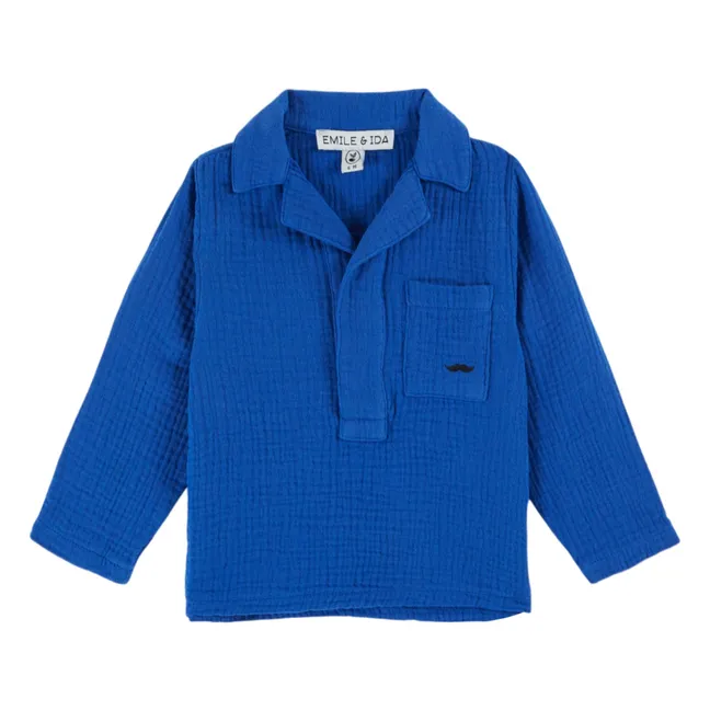 Kurta de gasa de algodón | Azul Rey