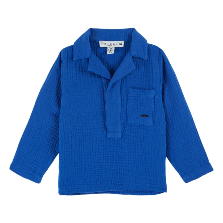 Kurta Gaze de Coton | Bleu roi- Image produit n°2