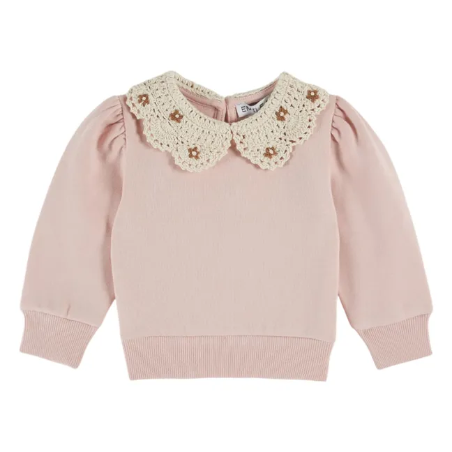 Sweatshirt mit Claudine-Kragen aus Bio-Baumwolle | Rosa