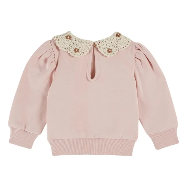 Sweatshirt mit Claudine-Kragen aus Bio-Baumwolle | Rosa