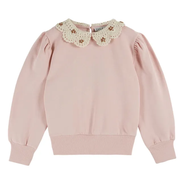 Sweatshirt mit Claudine-Kragen aus Bio-Baumwolle | Rosa