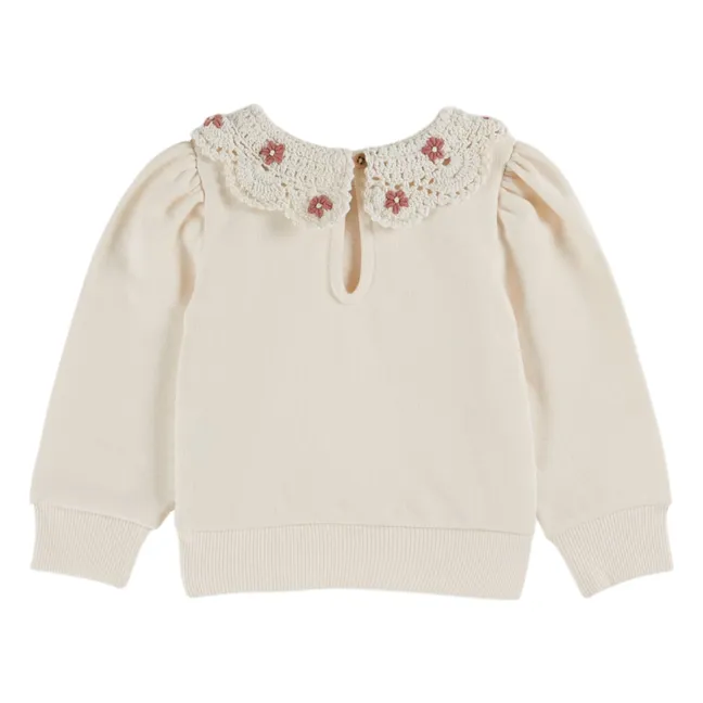 Sweatshirt mit Claudine-Kragen aus Bio-Baumwolle | Cremefarben