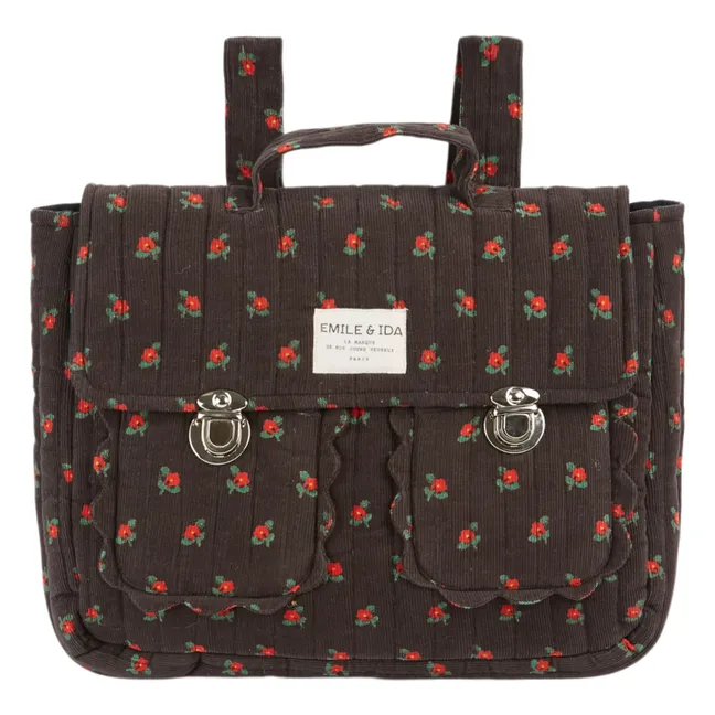 Cartable Matelassé Mini Fleurs | Noir
