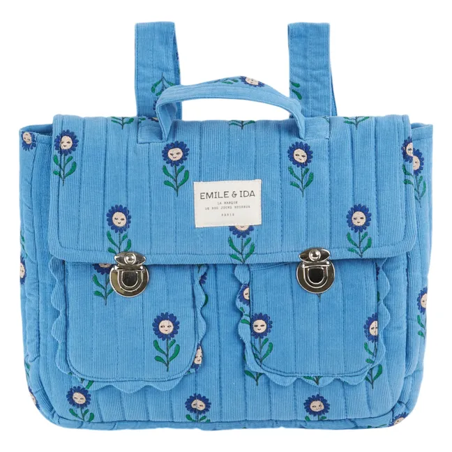 Cartable Matelassé Fleuri | Bleu