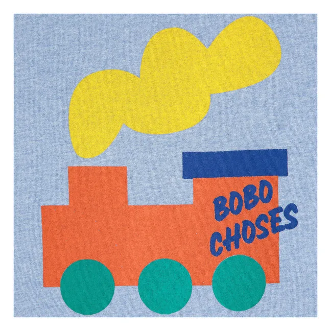 T-shirt Train Coton Bio | Bleu chiné