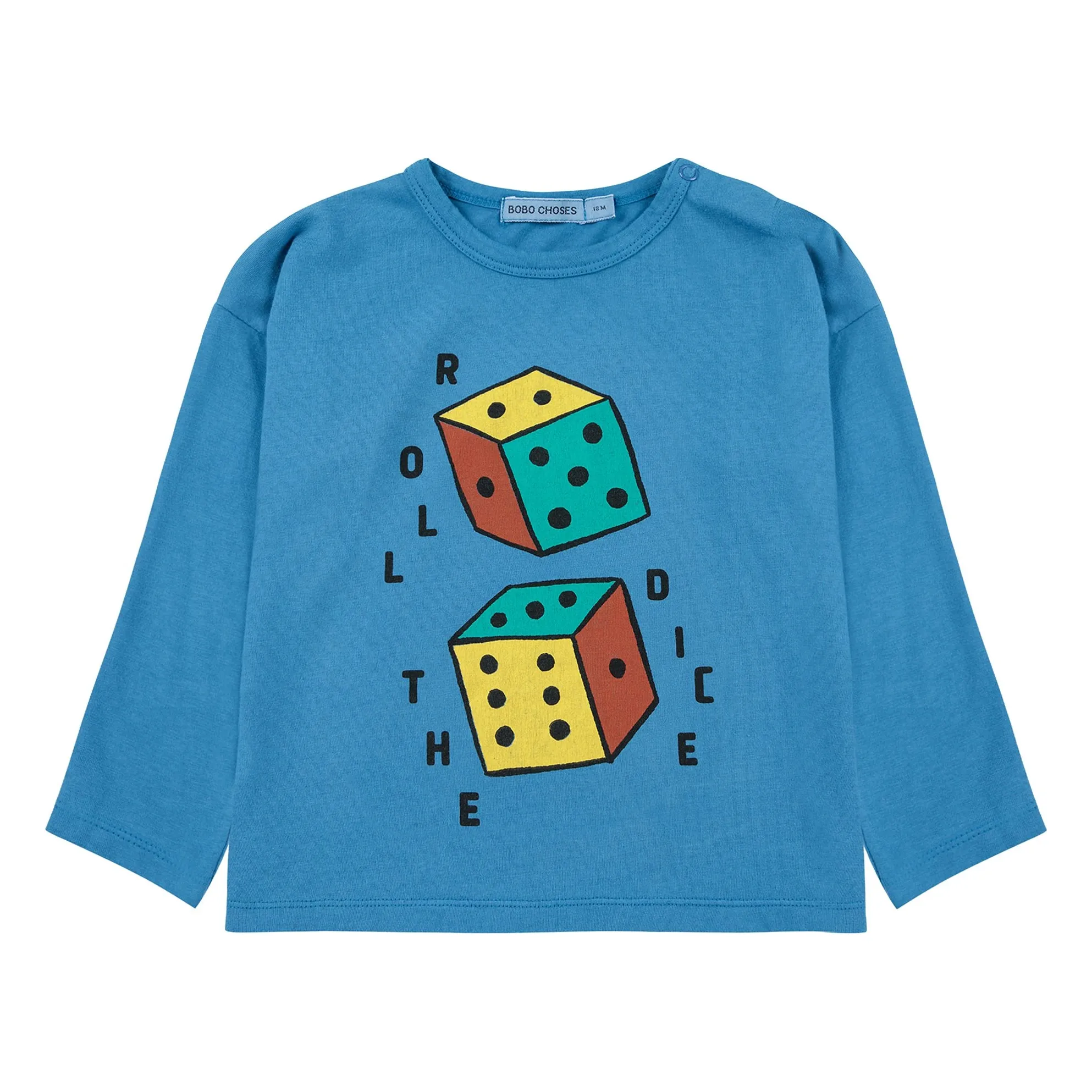 Bobo Choses Azure Blue Roll The Dice Long-Sleeved T-Shirt Organic Cotton