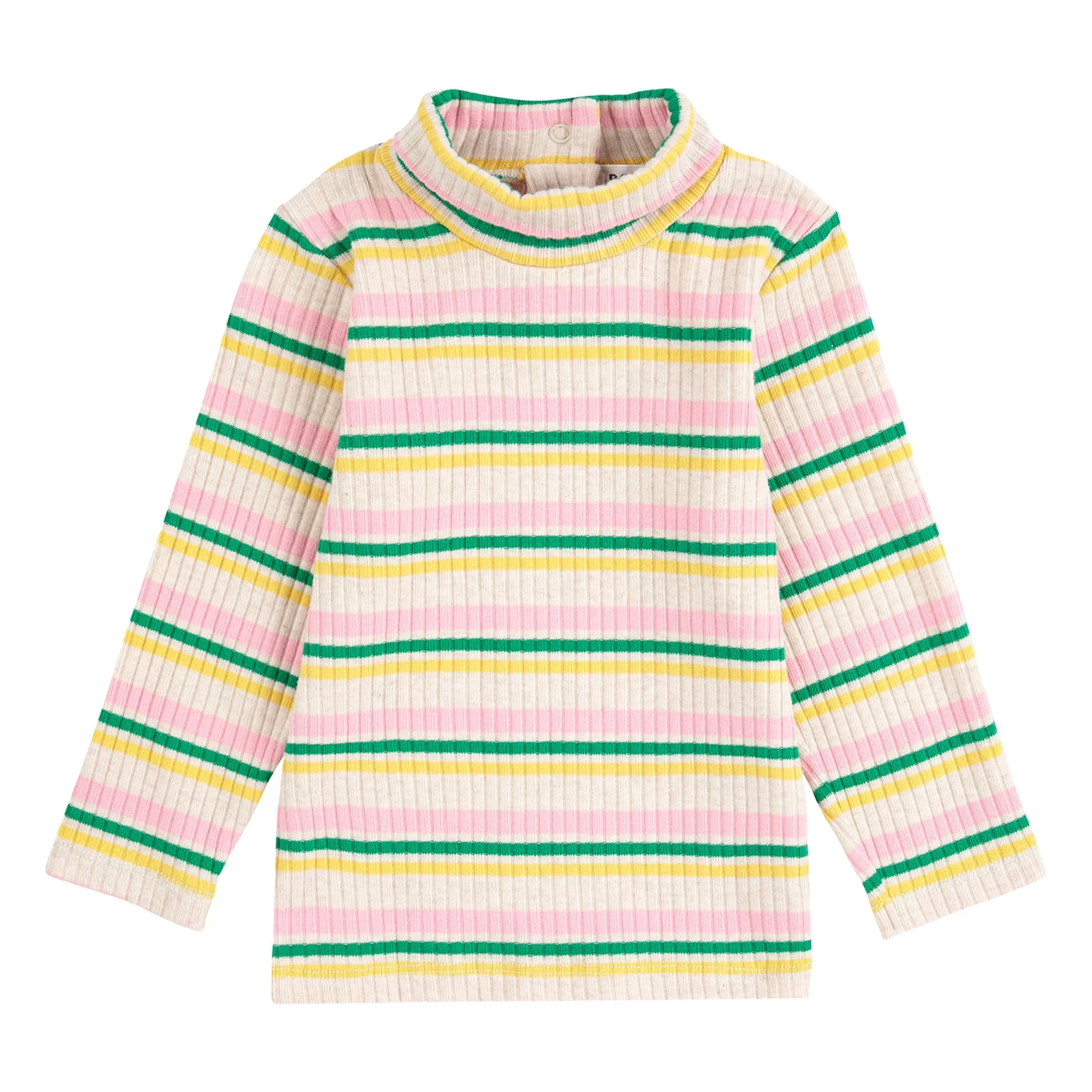 Bobo Choses Ecru Striped Ribbed Turtleneck