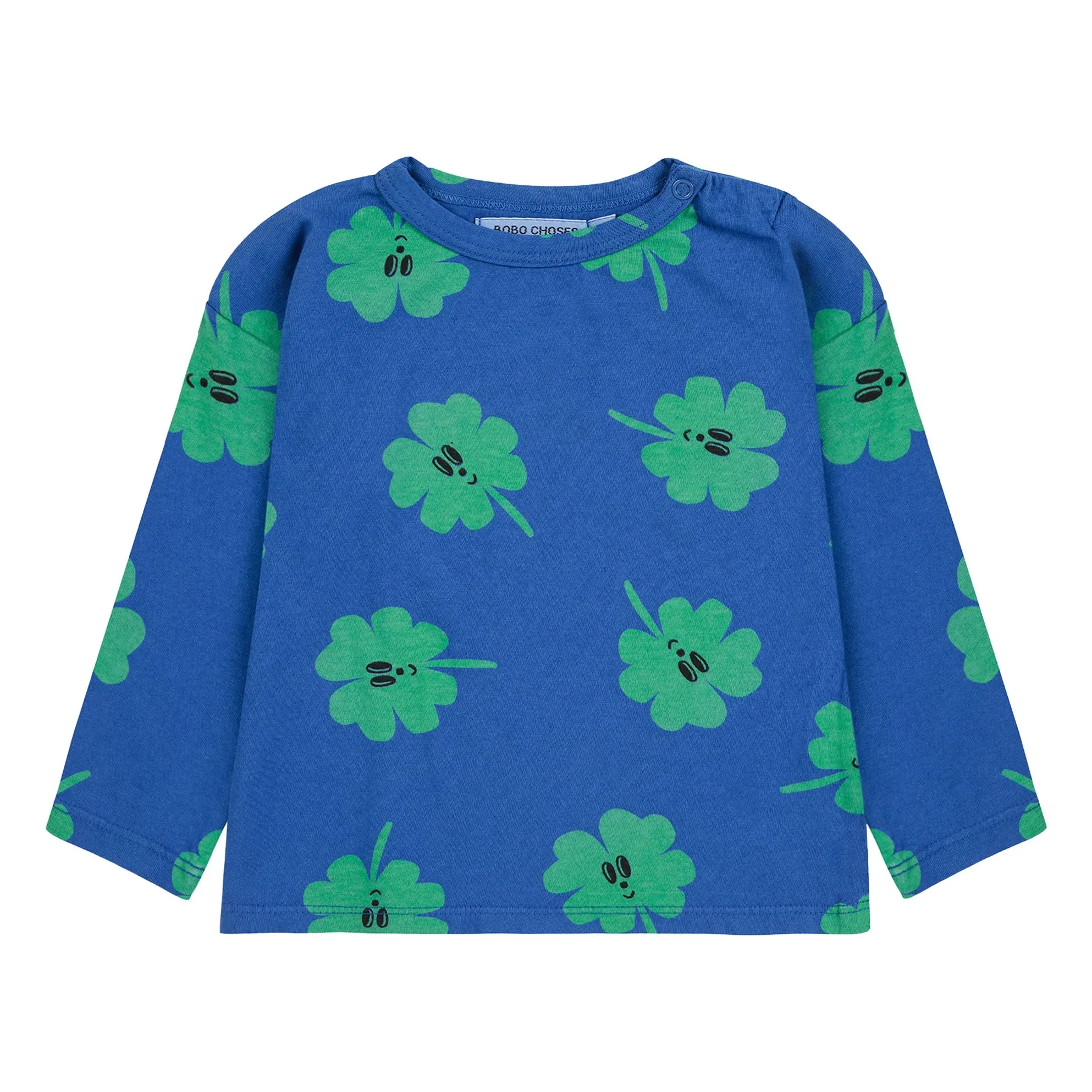 Bobo Choses Blue Trèfles Organic Cotton T-Shirt