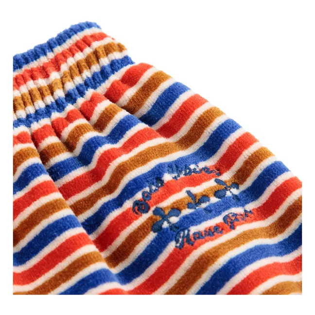 Jogger Rayé Velours | Rouge