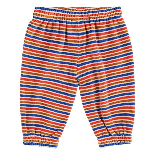 Jogger Rayé Velours | Rouge