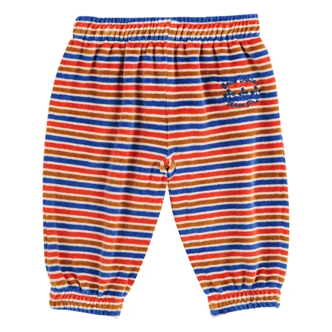 Jogger Rayé Velours | Rouge