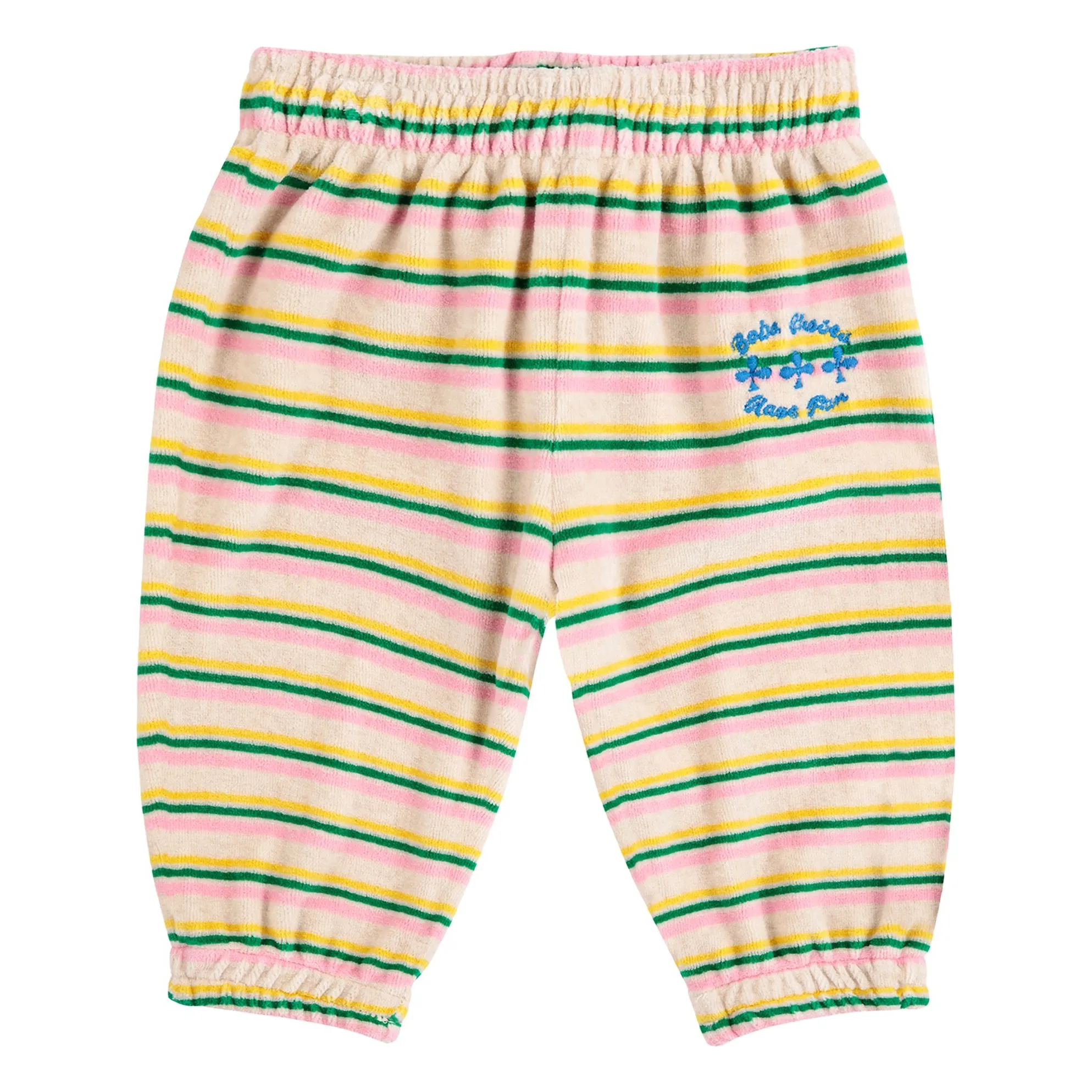 Bobo Choses Ecru Striped Velvet Jogger