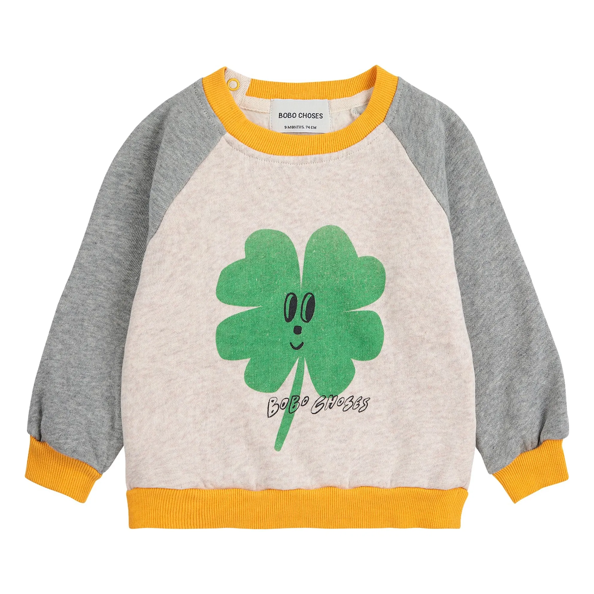 Bobo Choses Beige Colorblock Clover Organic Cotton Sweatshirt