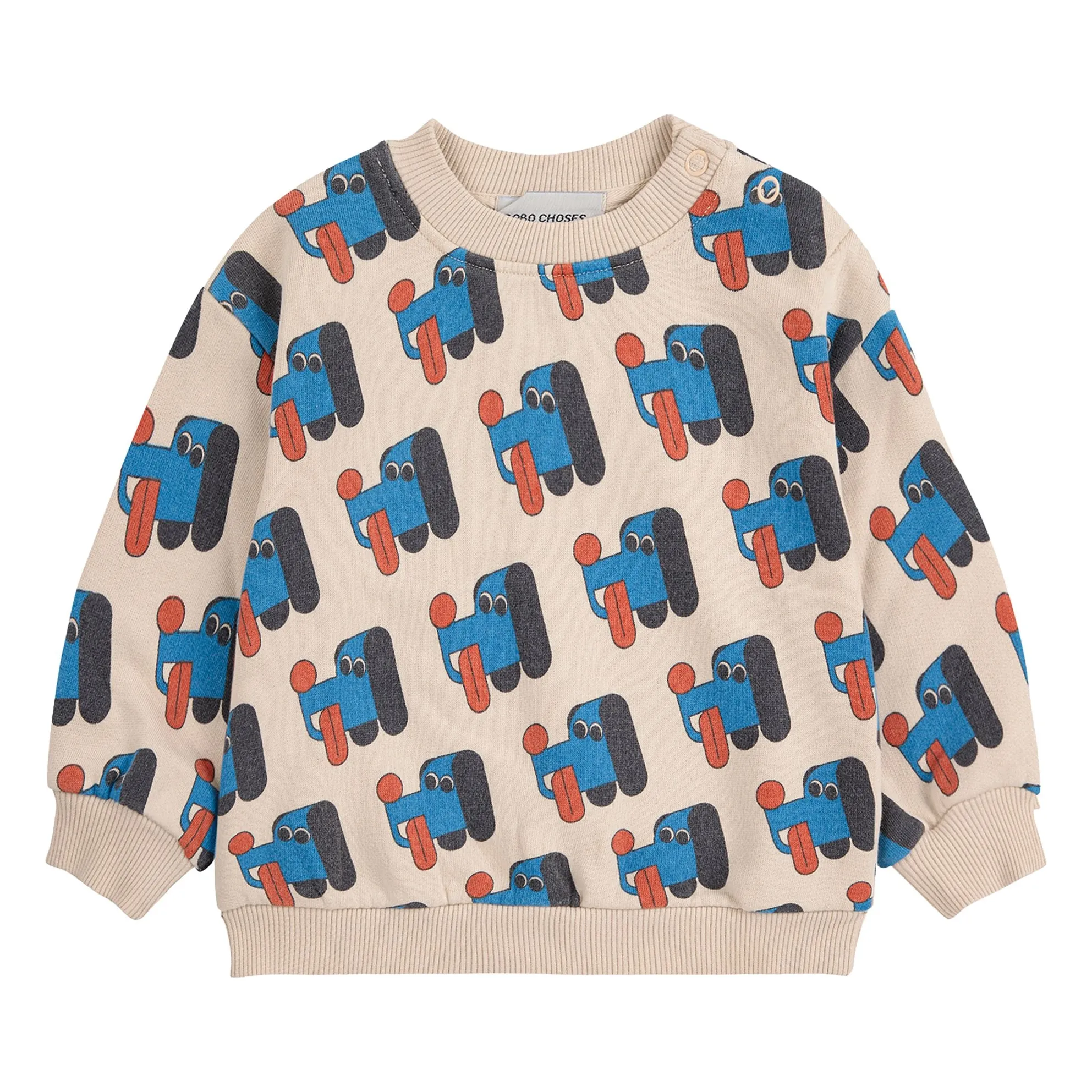 Bobo Choses Beige Sweat Dogs Organic Cotton