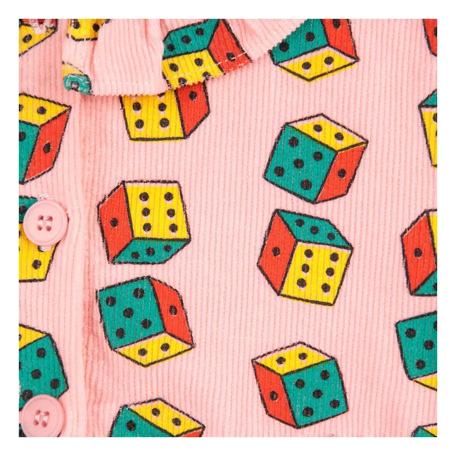 Organic Cotton Corduroy Dice Dress | Pink
