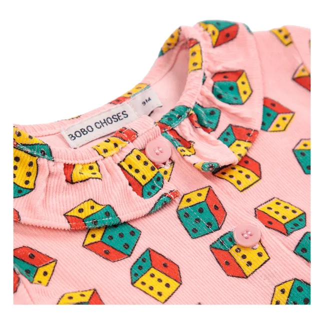 Organic Cotton Corduroy Dice Dress | Pink
