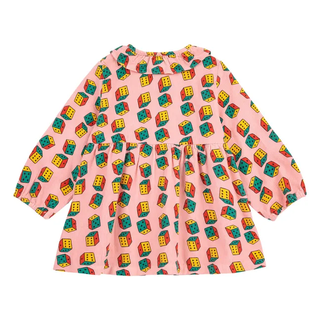 Organic Cotton Corduroy Dice Dress | Pink