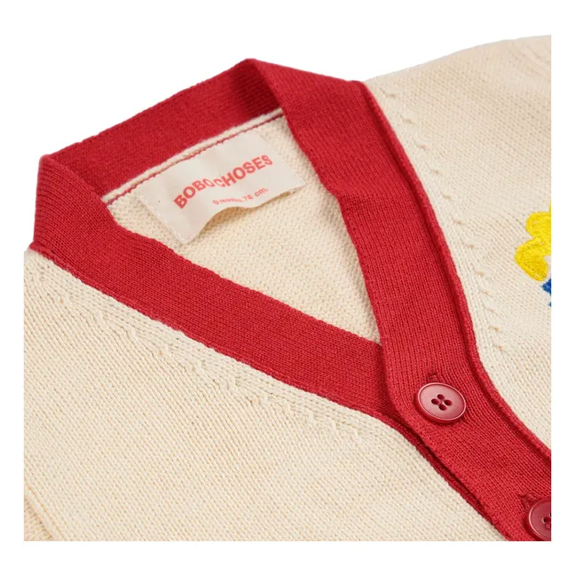 Cardigan Colorblock Train Coton Bio | Ecru