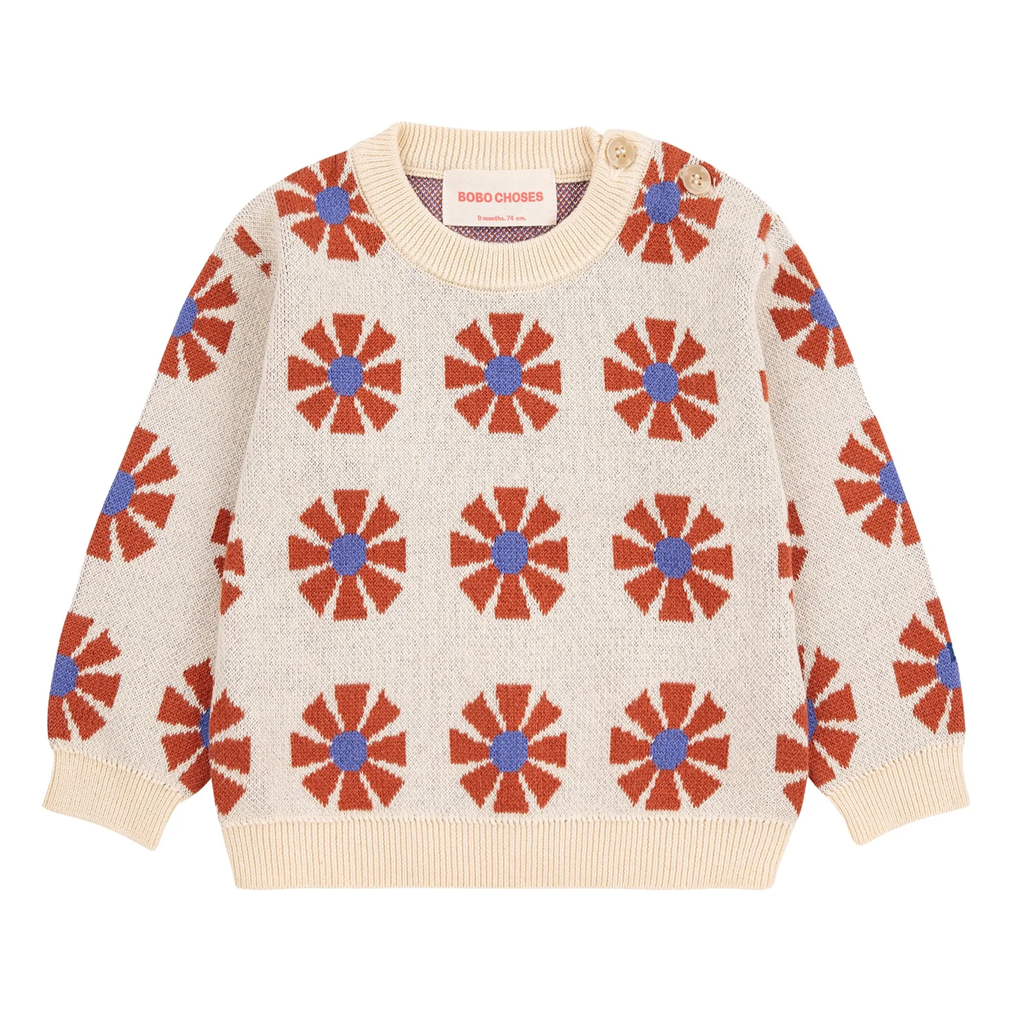 Bobo Choses Beige Organic Cotton Jacquard Sweater