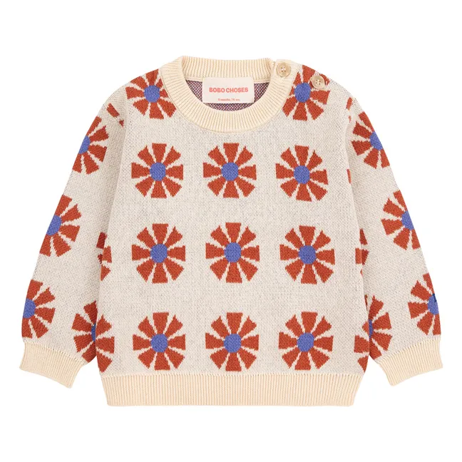 Organic Cotton Jacquard Sweater | Beige