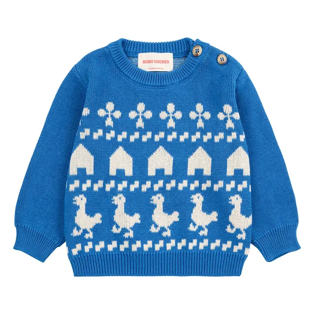 Farmhouse Knit Organic Cotton Sweater | Blue