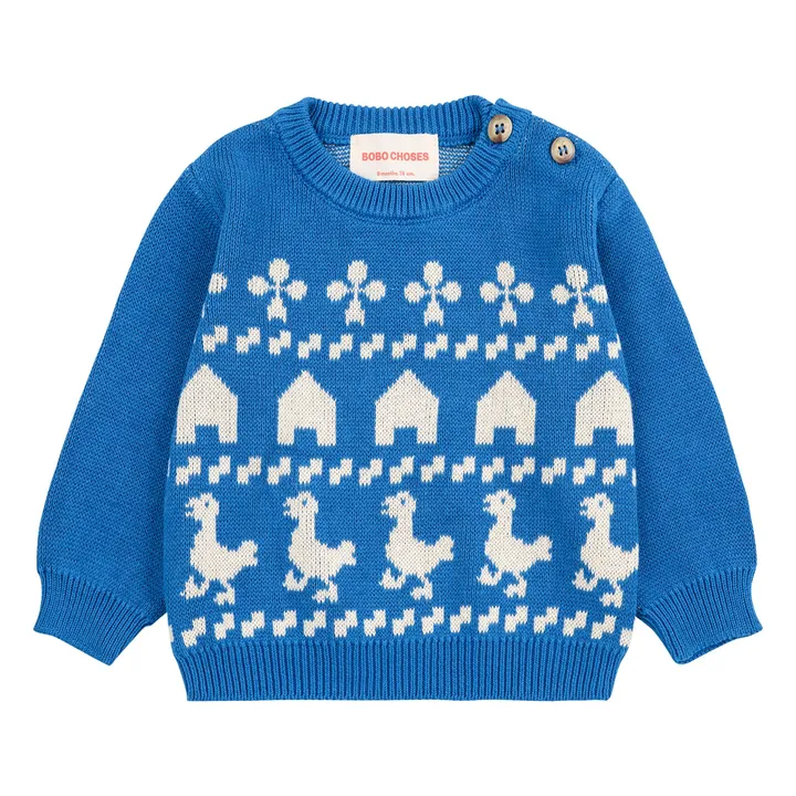 Jersey de punto de algodón ecológico | Azul- Imagen del producto n°0