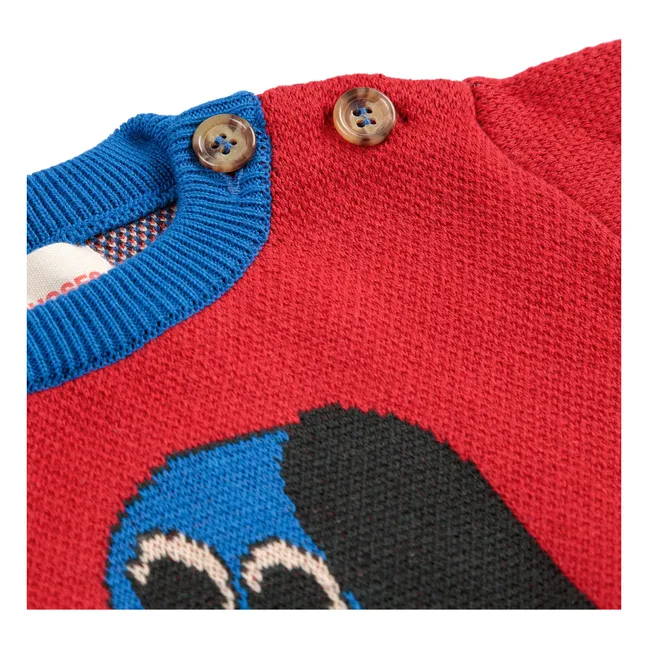 Colorblock Organic Cotton Dog Sweater Baby | Red