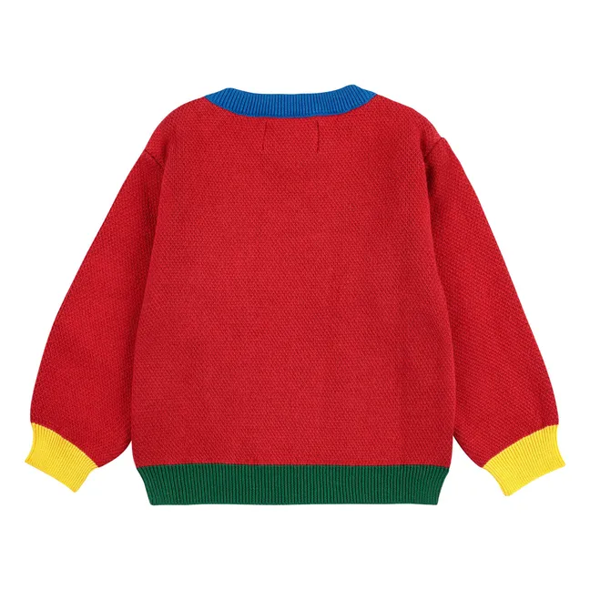 Colorblock Organic Cotton Dog Sweater Baby | Red